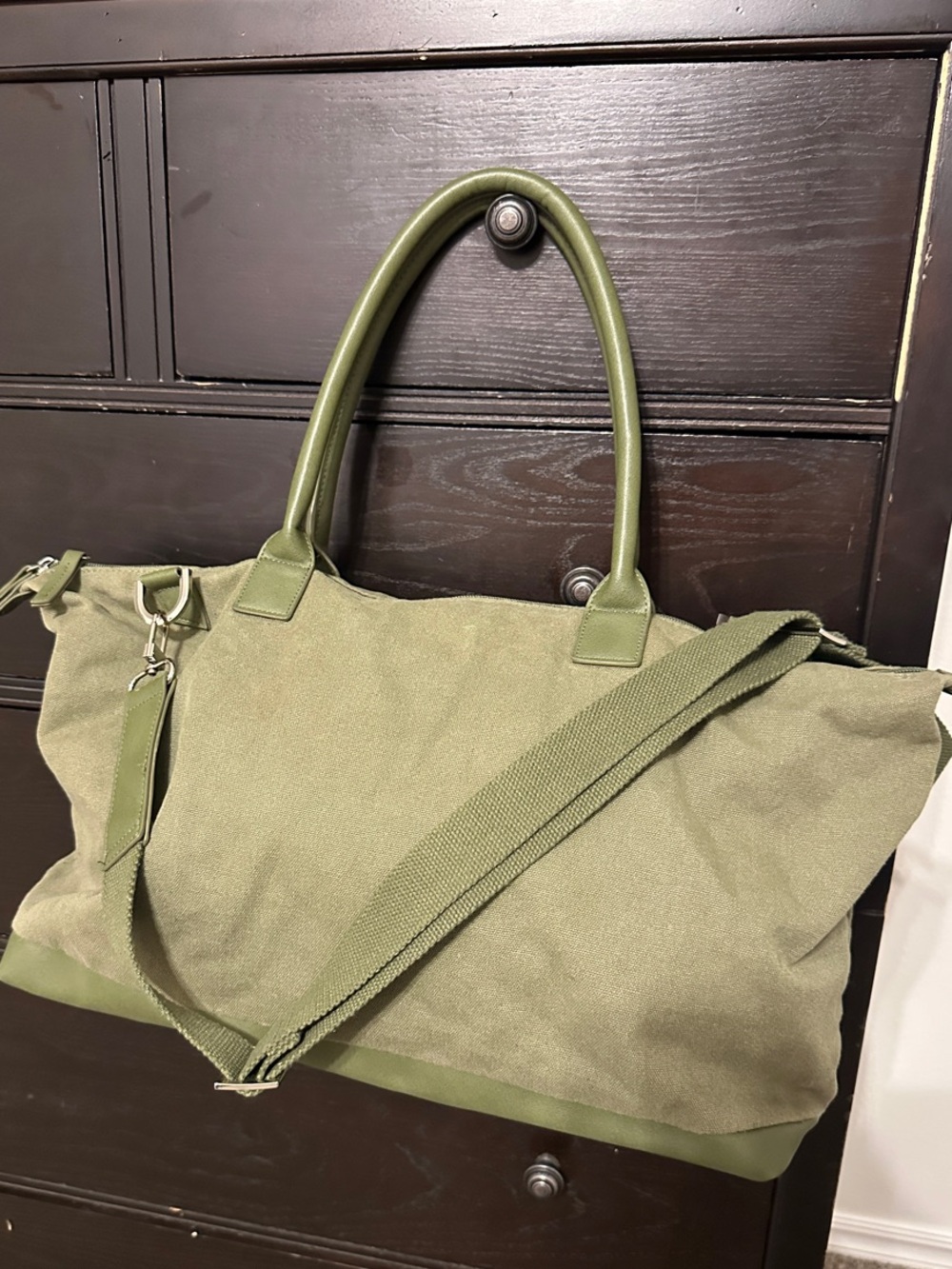 Olive Green Canvas Weekender Bag